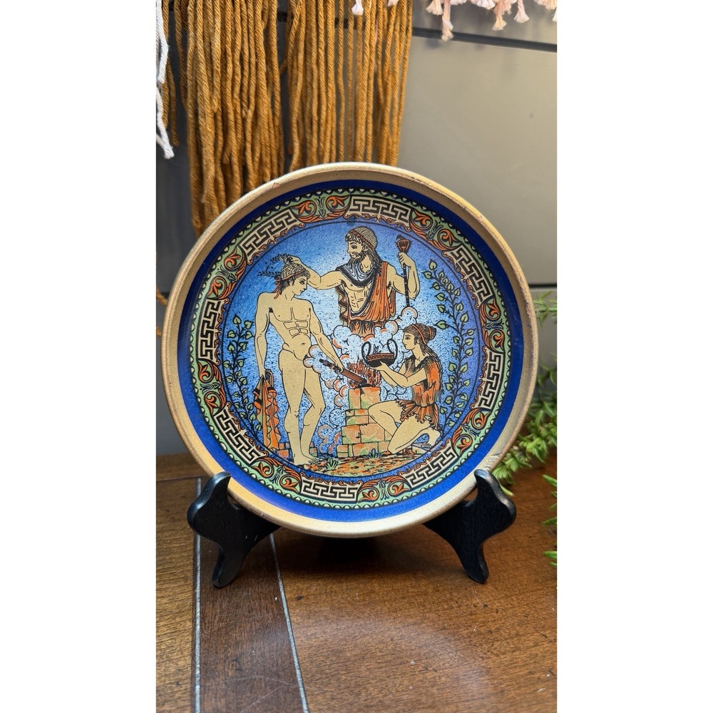 Rare Ancient Roman Greek Artifact Old Color Full Painted Antique Plate 6"